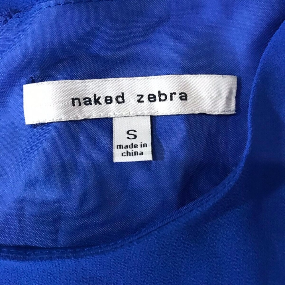 Naked Zebra Zip Back Royal Blue Dress Sz S - Picture 6 of 7